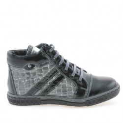 Bottes enfants 3213 vernis noir+gris