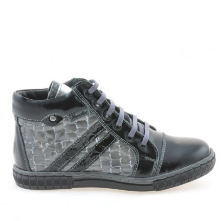 Bottes enfants 3213 vernis noir+gris