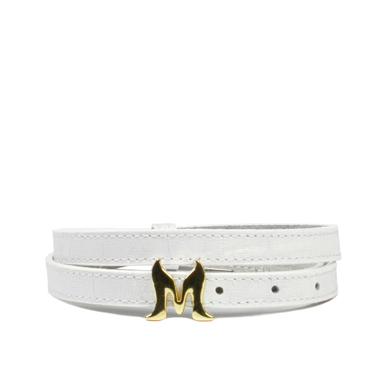 Ceinture femme 42cm croco blanc