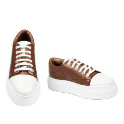 Baskets femme 6083 marron combiné