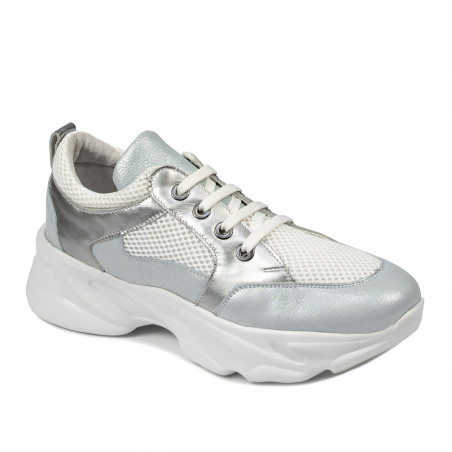 Baskets femme 6038 bleu perle combiné