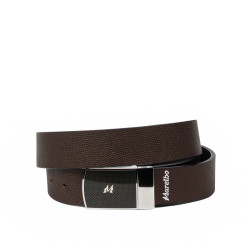 Ceinture hommes 62b bicolore noir caviar+marron caviar