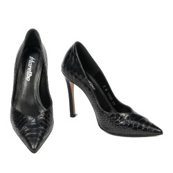 Chaussures élégantes femme 1330 croco noir