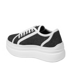 Baskets femme 6089 jeans noir combiné