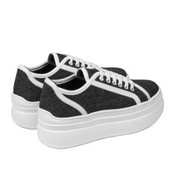 Baskets femme 6089 jeans noir combiné