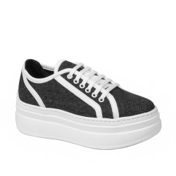 Baskets femme 6089 jeans noir combiné