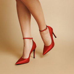 Chaussures élégantes femme 1311 satin rouge