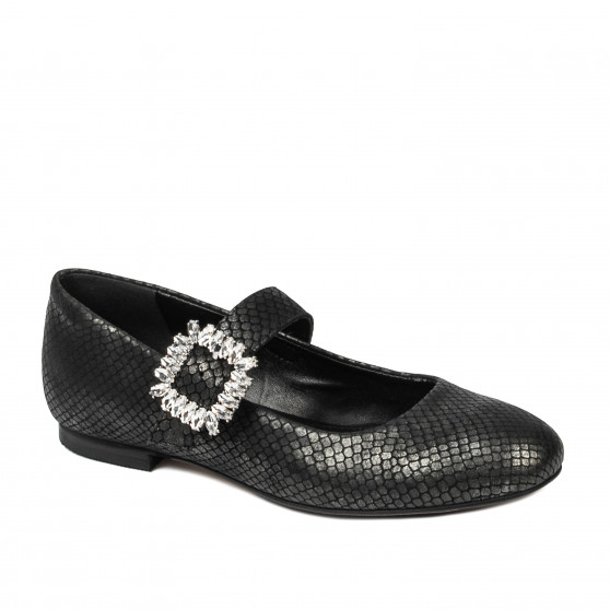 Ballerines femme 1314 noir estampé Ballerines femme 1314 noir estampé