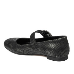 Ballerines femme 1314 noir estampé