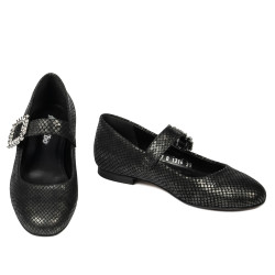 Ballerines femme 1314 noir estampé