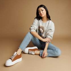 Baskets femme 6083 marron combiné lifestyle