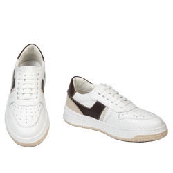Baskets femme 6088 blanc+beige