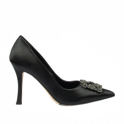 Chaussures élégantes femme 1339 satin noir