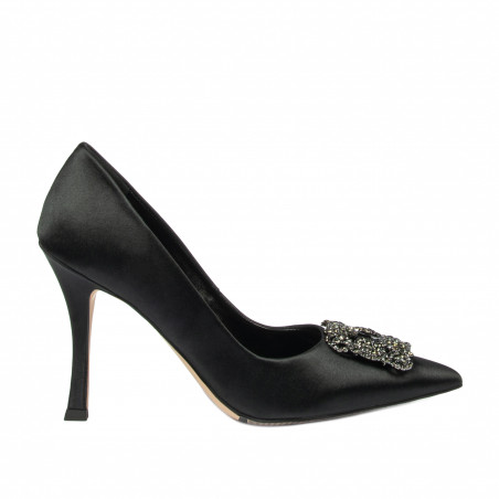 Chaussures élégantes femme 1339 satin noir