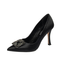 Chaussures élégantes femme 1339 satin noir