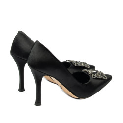 Chaussures élégantes femme 1339 satin noir