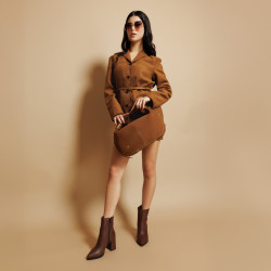Sac à main femme 038g suède marron