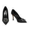 Chaussures élégantes femme 1339 satin noir