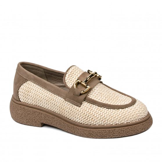 Chaussures casual femme 6092 raphia beige combiné
