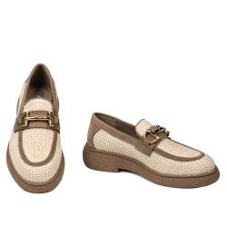 Chaussures casual femme 6092 raphia beige combiné