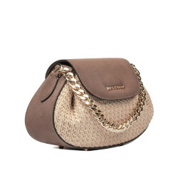 Sac à main femme épaule 027g bufo latte combiné raphia