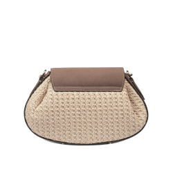 Sac à main femme épaule 027g bufo latte combiné raphia