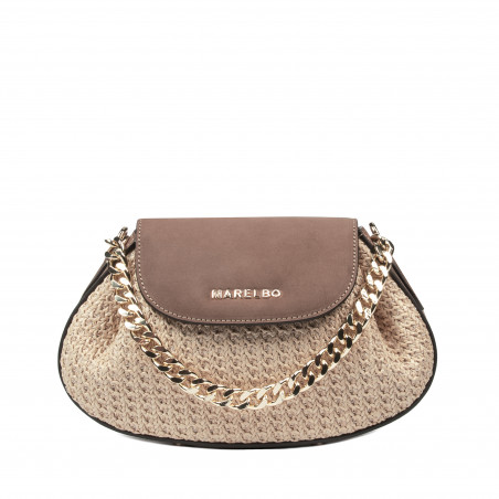 Sac à main femme épaule 027g bufo latte combiné raphia