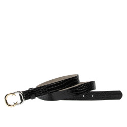 Ceinture femme 37-1m croco verni noir