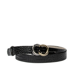 Ceinture femme 37-1m croco verni noir