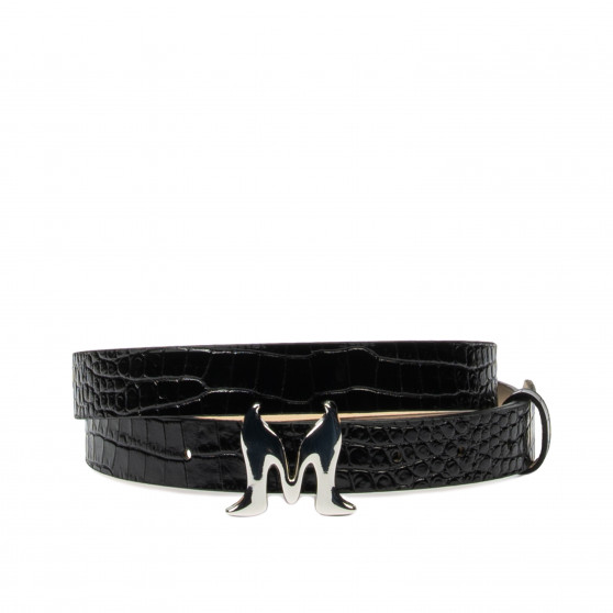 Ceinture femme 41-1m croco verni noir Ceinture femme 41-1m croco verni noir
