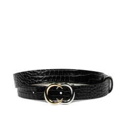 Ceinture femme 37-1m croco verni noir