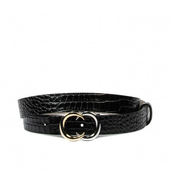 Ceinture femme 37-1m croco verni noir Ceinture femme 37-1m croco verni noir