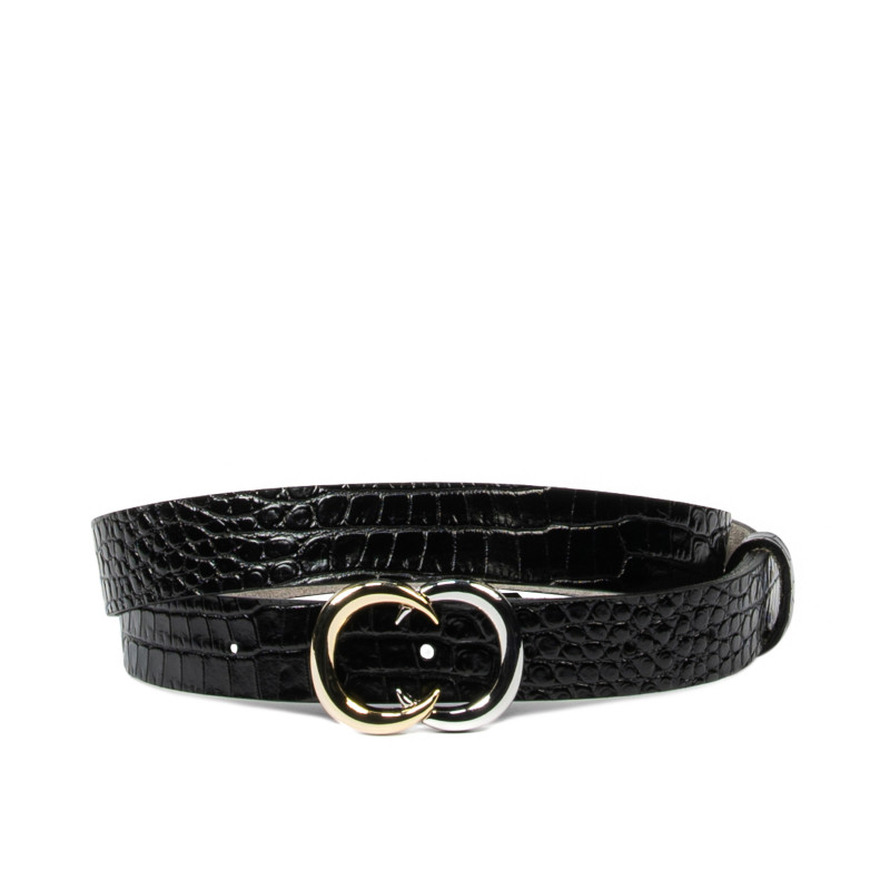 Ceinture femme 37-1m croco verni noir