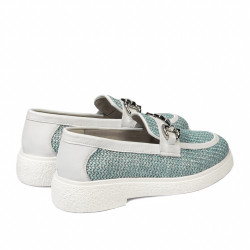 Chaussures casual femme 6092 raphia bleu combiné