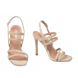 Sandales femme 1345 beige velours