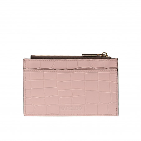 Porte-carte 209g croco rose poudré
