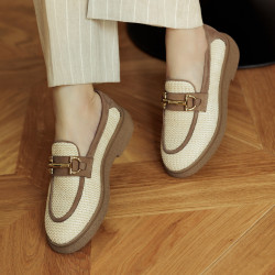 Chaussures casual femme 6092 raphia beige combiné lifestyle