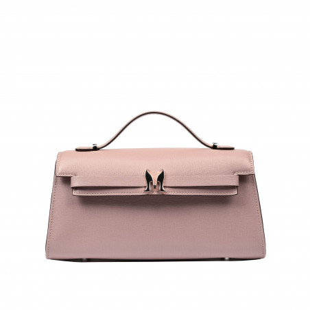 Sac à main femme bandoulière 041g 01 rose poudré saffiano