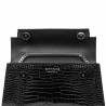 Sac à main femme à bandoulière 041g 01 croco verni noir