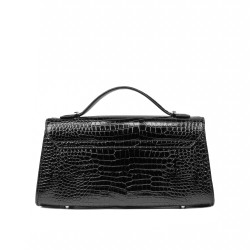 Sac à main femme à bandoulière 041g 01 croco verni noir