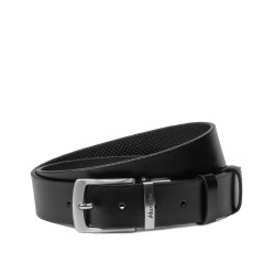 Ceinture homme 71b noir brillant+noir perforé