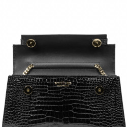 Sac à main pour femme à bandoulière 041g croco verni noir
