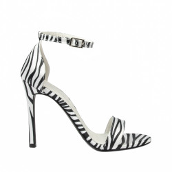 Sandales femme 1349 satin zèbre blanc