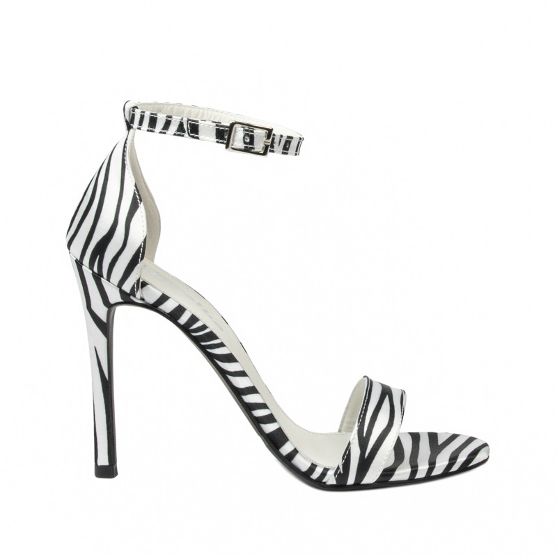 Sandales femme 1349 satin zèbre blanc