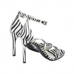 Sandales femme 1349 satin zèbre blanc
