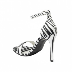 Sandales femme 1349 satin zèbre blanc