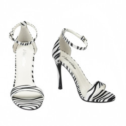 Sandales femme 1349 satin zèbre blanc
