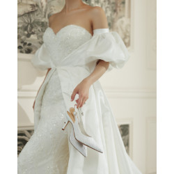 Sandales femme 1353 satin blanc