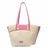 Sac de plage femme 044g 01 rose Barbie+raphia