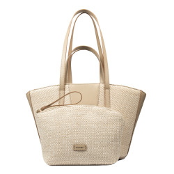 Sac de plage pour femme 044g nude+raphia